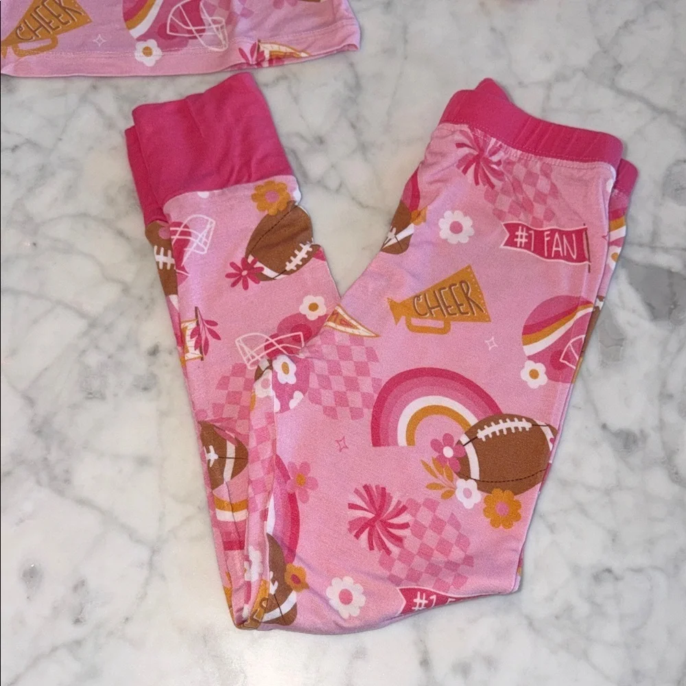 Kiki + LuLu Cheerful Pink Football Kids Pajama Set 3T
